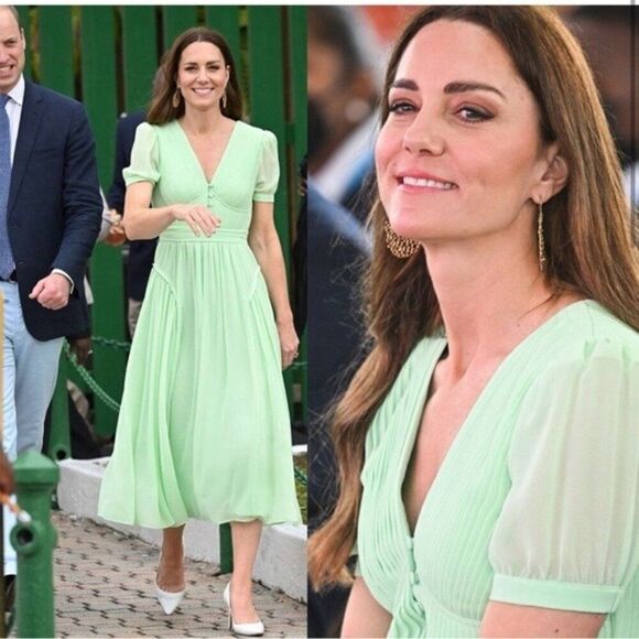 Self-Portrait Dresses & Skirts - Self Portrait Mint Green Chiffon Midi Dress